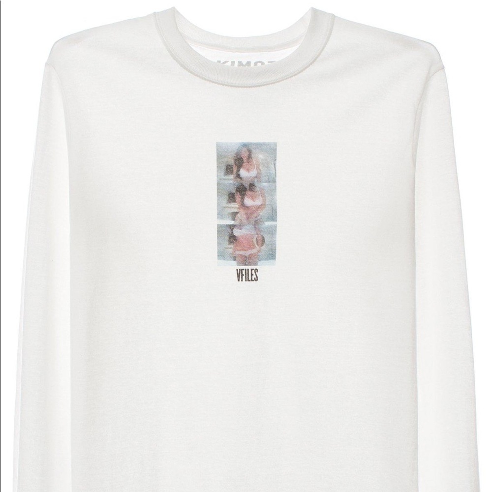 Kimoji X Vfiles white long sleeve- Kim Kardashion
